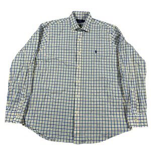 Polo Ralph Lauren Button Down Mens XL Yellow Blue Check Classic Fit Shirt